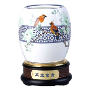 九瓣花富貴祥和旋轉青花瓷筆筒